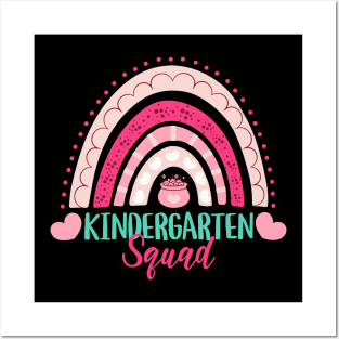 Kindergarten Rainbow Happy First Day Team Kindergarten Squad Posters and Art